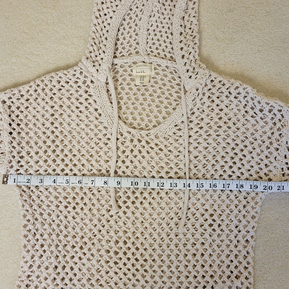 Nicole Miller Artelier Crochet Drawstring Hood Stretchy Long Sleeve Top Size XS - Picture 11 of 14